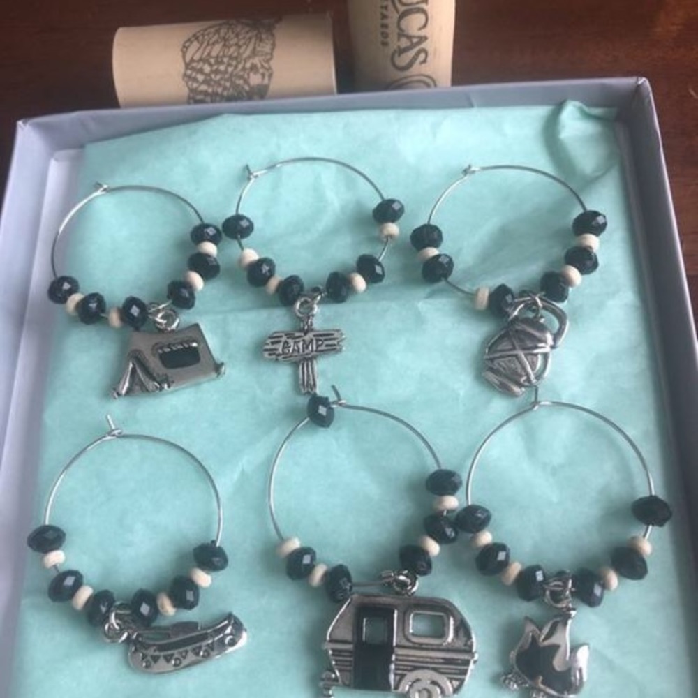 Happy camper wine charms
